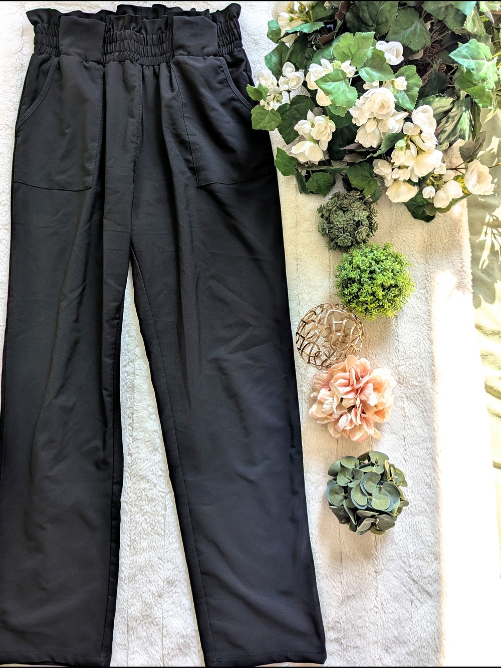 Cropped Paperbag Waist Straight-Leg Pants With Belt